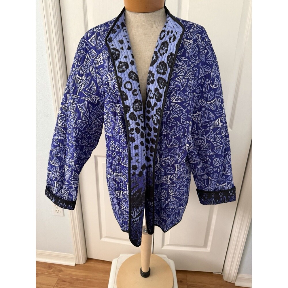 Catherines Lightweight Quilted Reversible Open Front Jacket Womens 1X 18-20W - Picture 3 of 7